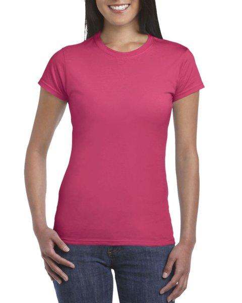 Softstyle testhez álló rövid ujjú női póló, Gildan GIL64000, Heliconia-L