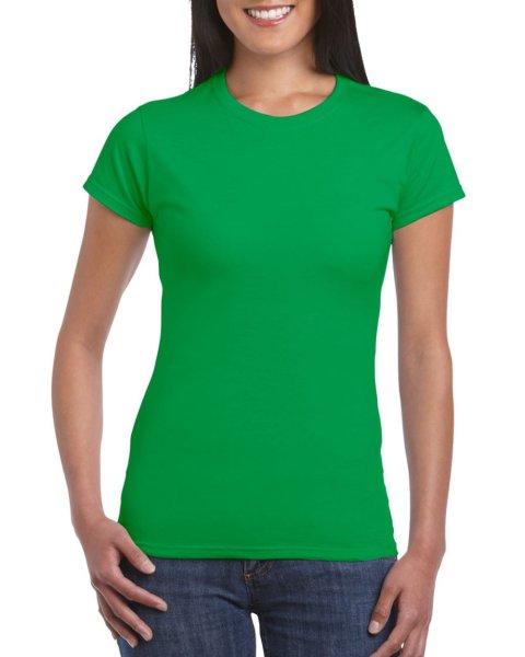 Softstyle testhez álló rövid ujjú női póló, Gildan GIL64000, Irish
Green-L