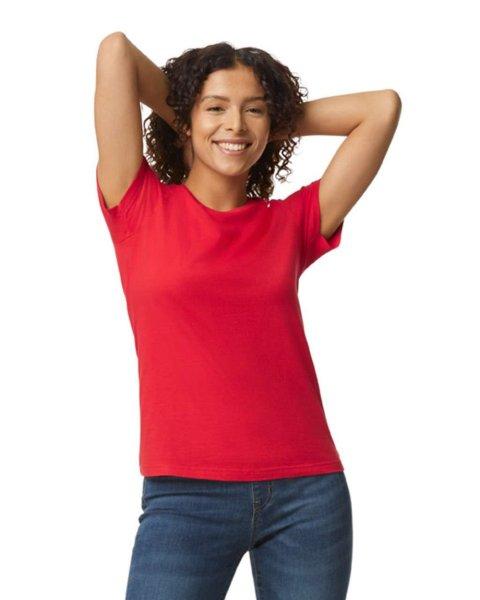 Softstyle kereknyakú rövid ujjú női póló, Gildan GIL65000, Red-2XL