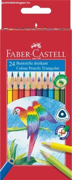 Színes ceruza készlet, háromszögletű, FABER-CASTELL "Papagáj",
24 különböző szín