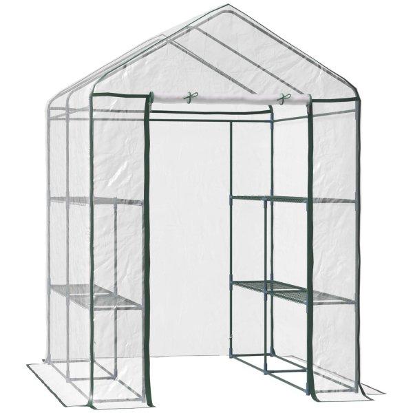 Outsunny PVC üvegház, átlátszó, 143x143x195 cm