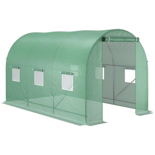 kerti üvegház lekerekített PE tetővel, 3,5x2x2m