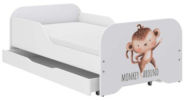 MIKI gyerekágy 140x70cm matraccal és ágyneműtartóval - Majmóca