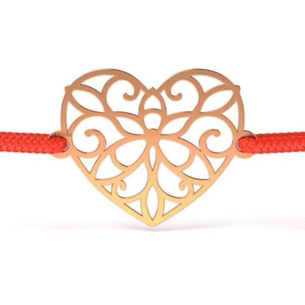 Rózsaarany karkötő Csipkés szív minta