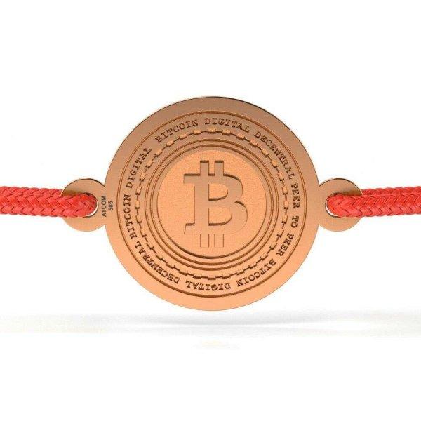Rózsaarany karkötő Bitcoin mintás zsinórral