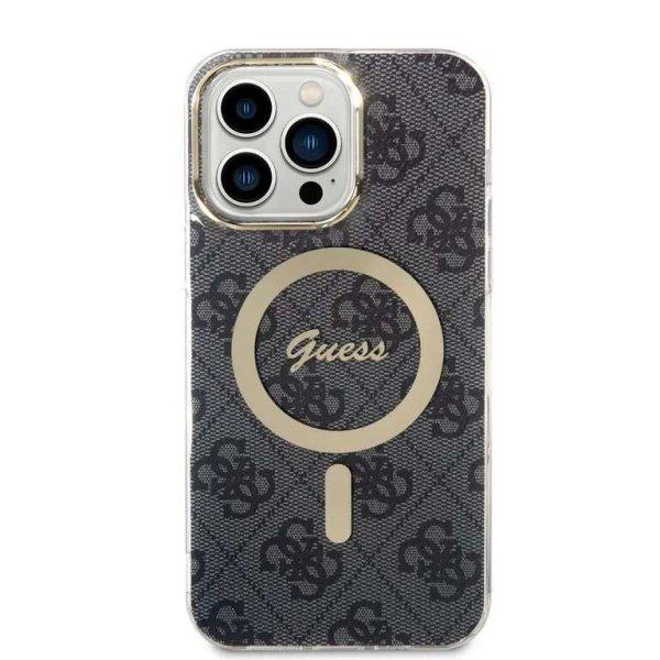 Guess 4G IML MagSafe kompatibilis hátlap iPhone 14 Pro Max-hoz Fekete