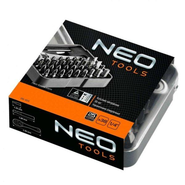Neo Tools 06-105 csavarhúzó bitkészlet 38db, Fekete