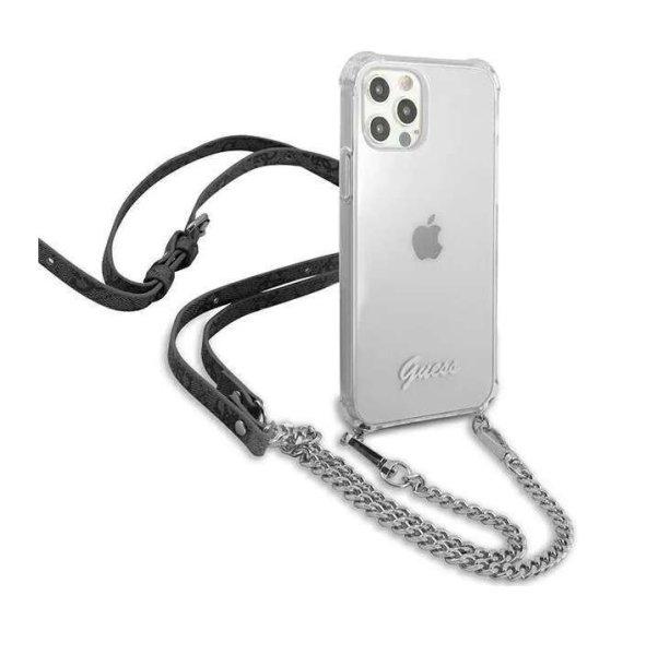 Guess Silver 4G Chain and Script Apple iPhone 12 Pro Max Tok - Átlátszó