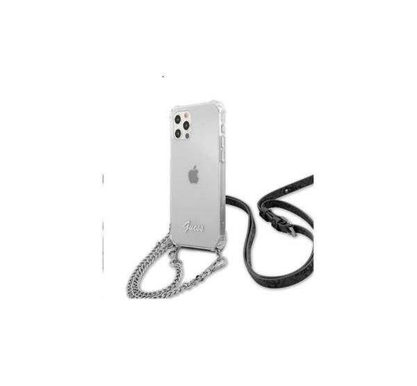 Guess PC Silver 4G Chain and Script iPhone 12 Pro Max hátlap tok, átlátszó