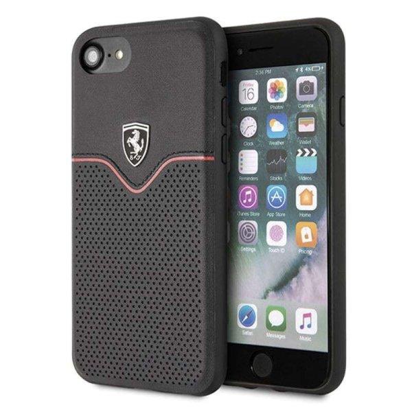 Ferrari Lether Hard telefontok iPhone 8 / 7 fekete