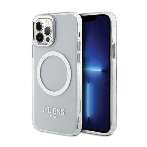 Guess Metal Outline MagSafe - telefontok iPhone 12 / iPhone 12 Pro (Transparent
/ Silver)