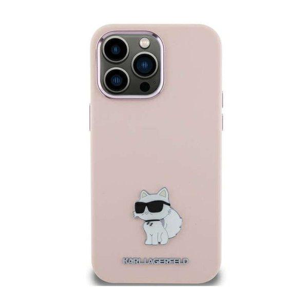 Karl Lagerfeld Silicone Choupette Metal Pin - iPhone 15 Plus telefontok pink