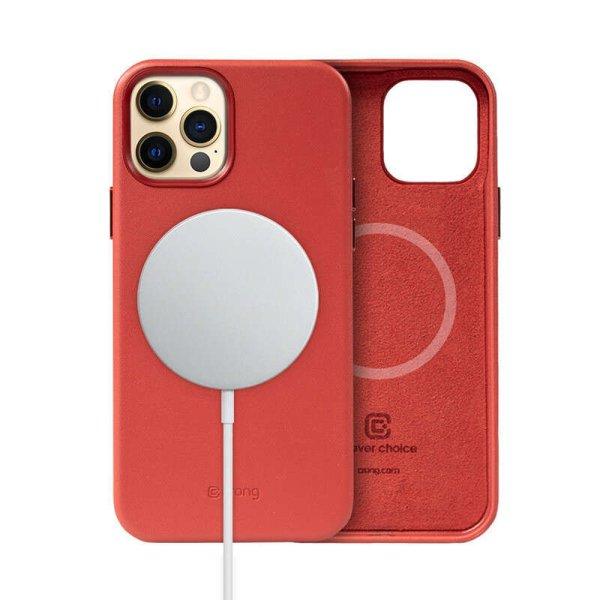 Crong Essential Cover Magnetic - Leather telefontok iPhone 12 Pro Max MagSafe
(Red)