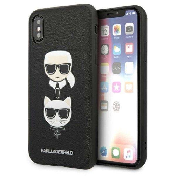 Karl Lagerfeld Saffiano Karl & Choupette Heads - telefontok iPhone Xs Max fekete