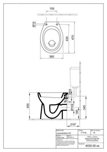 Bázis WC laposöblítésű, hátsókifolyású, E+, fehér