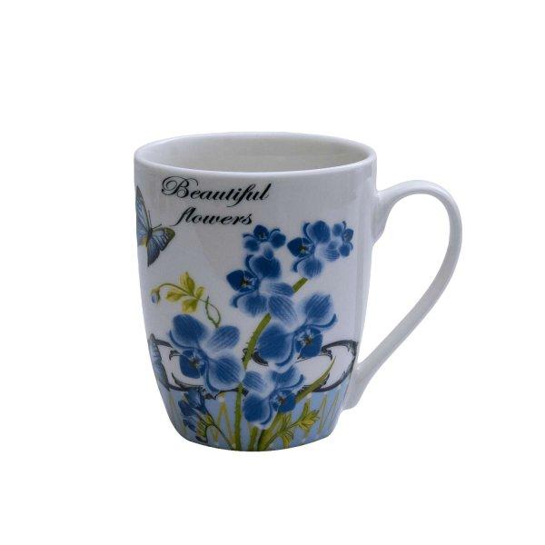 6 darabos Cesiro szett- Fehér- kék virágokkal- 310 ml-es csésze