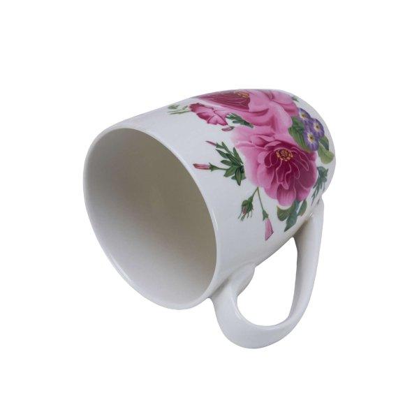 6 darabos Cesiro szett- Fehér- rózsaszín virágokkal- 280 ml-es csésze