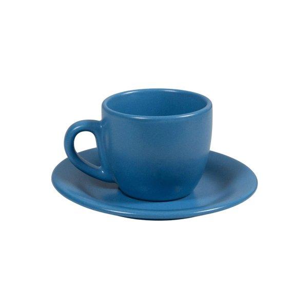 6 darabos Cesiro szett: Matt kék, 80 ml-es eszpresszó tányéros csésze