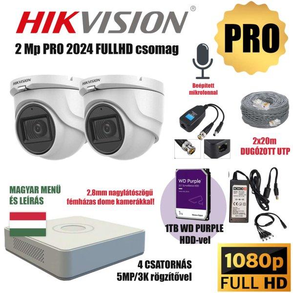 Hikvision 2MP PRO 2 Kamerás Szereld Magad TurboHD Csomag RJ45 balunnal és
készre szerelt UTP kábellel