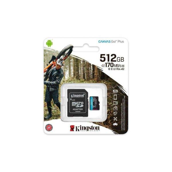 Card de Memorie MicroSD Kingston Canvas GO Plus, 512GB, SD adapter, Class 10