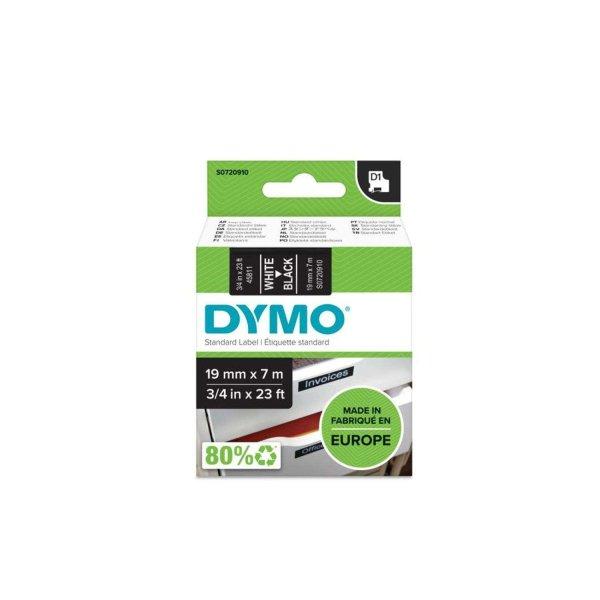 Feliratozógép szalag Dymo D1 S0720910/45811 19mmx7m, ORIGINAL, fehér/fekete