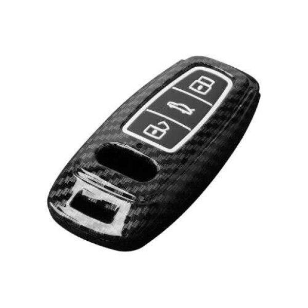 Autókulcs borítás Audi - 3 gomb - Kulcsmentes, kwmobile, Műanyag, Fekete /
Szürke, 56720.03