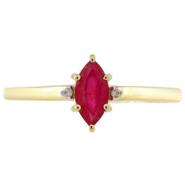 Arany Gyűrű Thai Rubinnal és Természetes Cirkónnal, Méret: 54-55