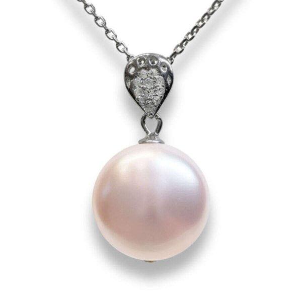 One pearl - Swarovski gyöngyös ezüst nyaklánc - Coin Pearl rózsaszín