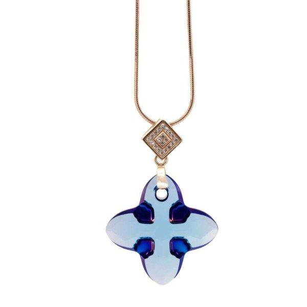 Cross Tribe Pendant - Swarovski medál nyaklánccal - Aquamarine- arany színű
lánccal - kék