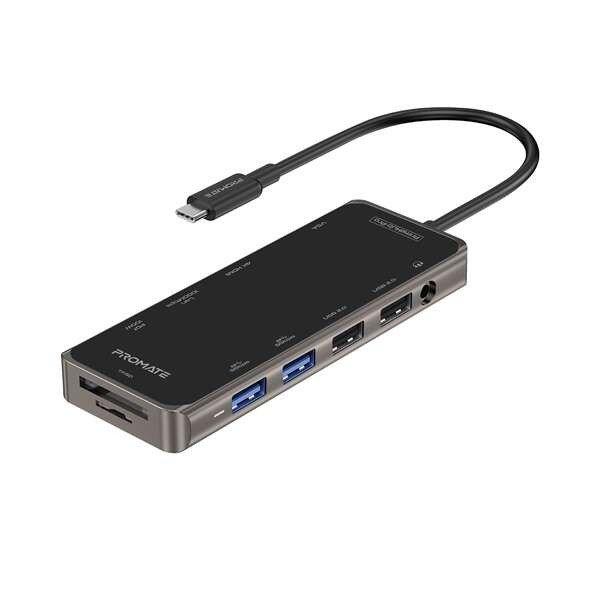 Promate USB Hub, PRIMEHUB PRO (USB-C 11in1 HUB, 100W PD)