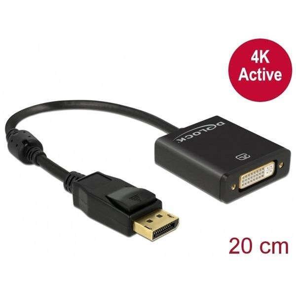 DeLock Displayport 1.2 male > DVI-D (Dual Link) (24+5) female 4K Active Adapter
Black
