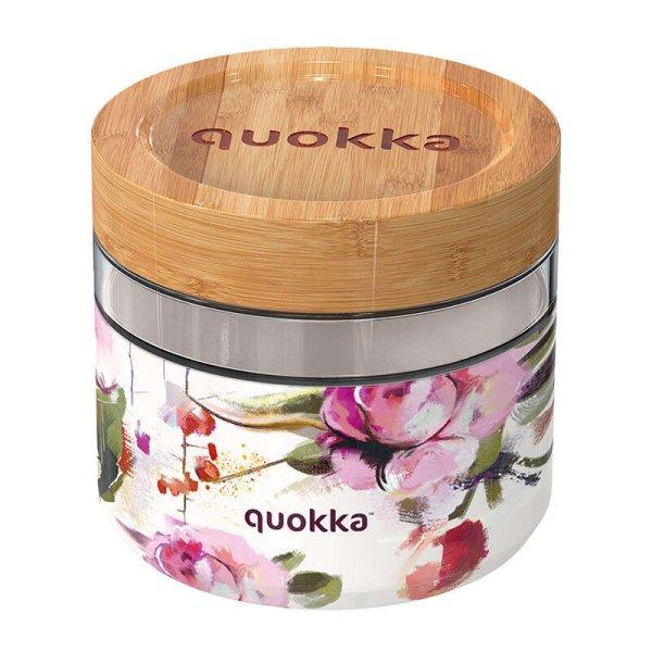 Quokka Deli Food Jar - Üveg/fa ételtartó 820 ml (Dark Flowers)