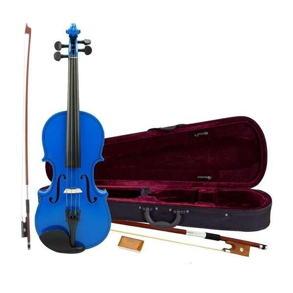 IdeallStore® klasszikus hegedű, 4/4-es méret, fa, két íj, kék, anyagú
sarok