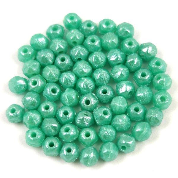 Cseh csiszolt golyó gyöngy - English cut - Turquoise Green Luster - 3.5mm