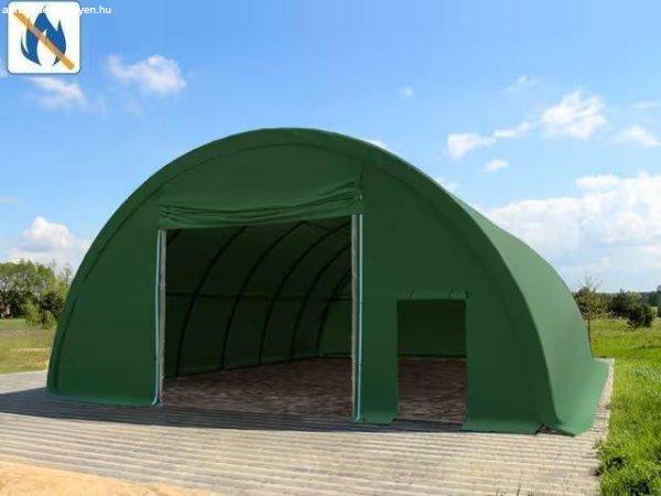 Csarnok, raktársátor, hangársátor mezőgazdasági ívelt sátor
9,15x10mx4,5m ponyva tűzálló PVC  sötétzöld statikai csomaggal (91,50m2)