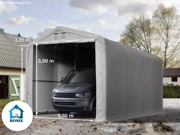 Ponyvagarázs, teherautó garázs, sátorgarázs 4x8 m PVC kapu mérete 3,5 x
3,5 m szürke