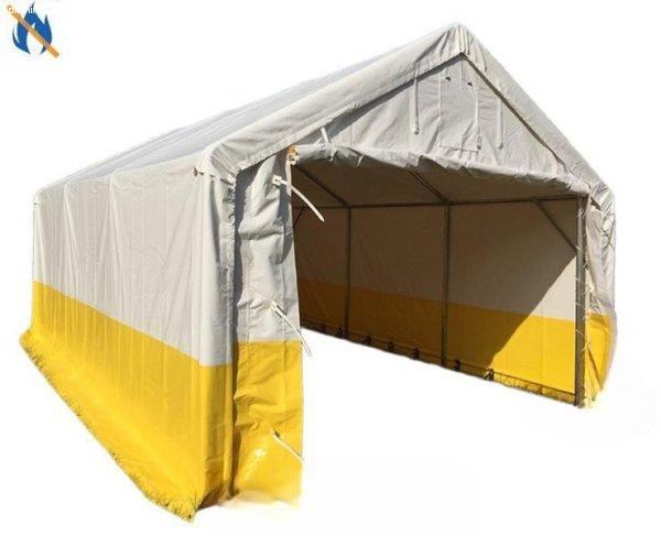 Professzionális munkaterületi sátor, raktársátor  4x6m ponyva tűzálló
PVC 500 g/m²  fehér/sárga