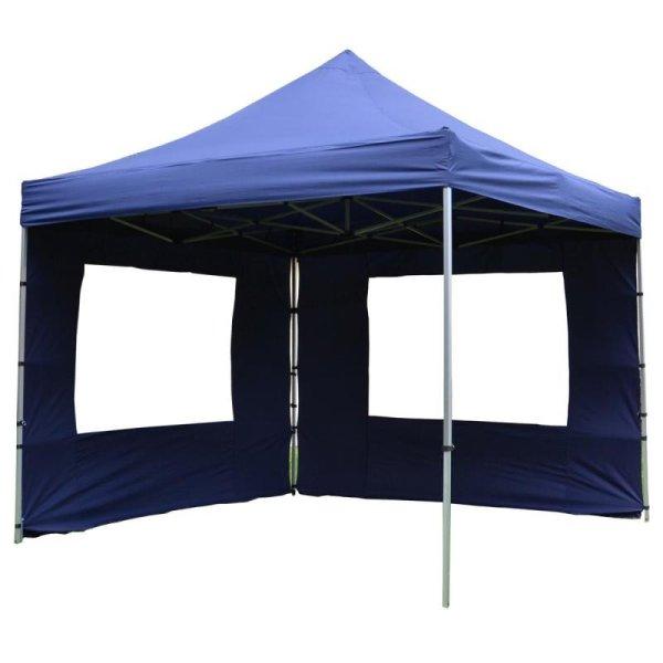 PROFI  ALU összecsukható pavilon, harmónika sátor rendezvénysátor 3x3 m
ponyva  PVC  4db oldalfallal  kék