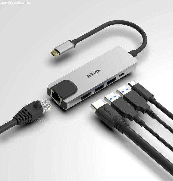 USB hub DLINK DUB-M520, 5 port, szürke