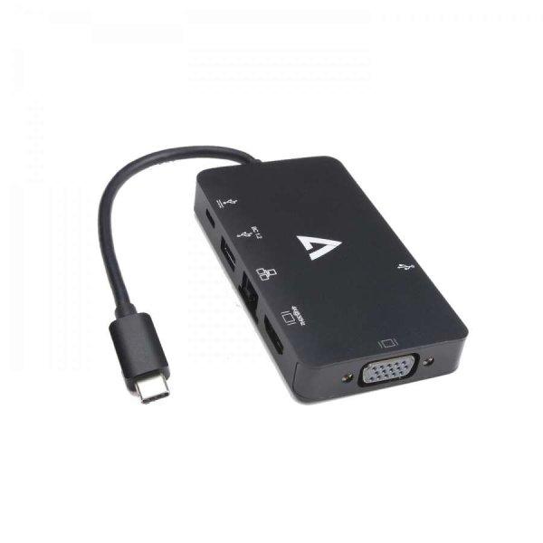 V7 USB 3.2 Type-C apa - VGA HDMI RJ45 USB USB-C anya adapter