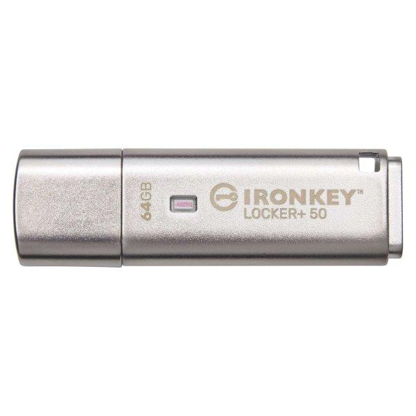 Kingston 64GB IronKey Locker+ 50 USB 3.2 Gen 1 Pendrive - Ezüst