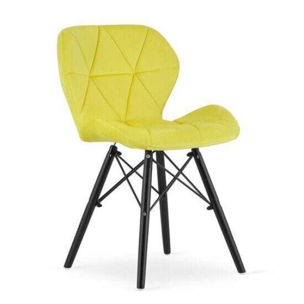 Skandináv stílusú szék, Mercaton, Lago Bársony, bársony, fa, sárga és
fekete, 47x52x73,5 cm