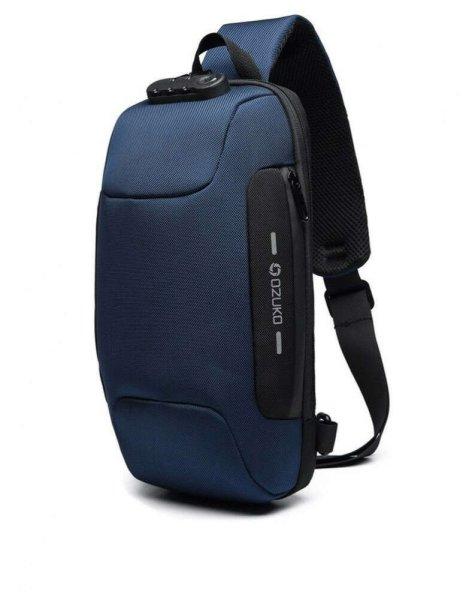 OZUKO biztonsági záras hátizsák (18×10×35 cm) - Kék