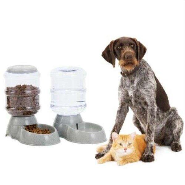 Készlet 1x automata ételadagoló és 1x automata vízadagoló
kutyáknak/macskáknak, szürke, 3,8l, 48332.19