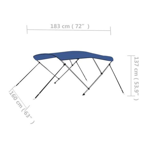 vidaXL kék háromágú bimini tető 183 x 160 x 137 cm