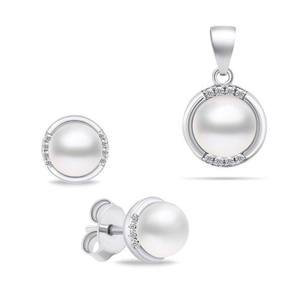 Brilio Silver Bájos ezüst gyöngy ékszerkészlet SET229W
(fülbevaló, medál)