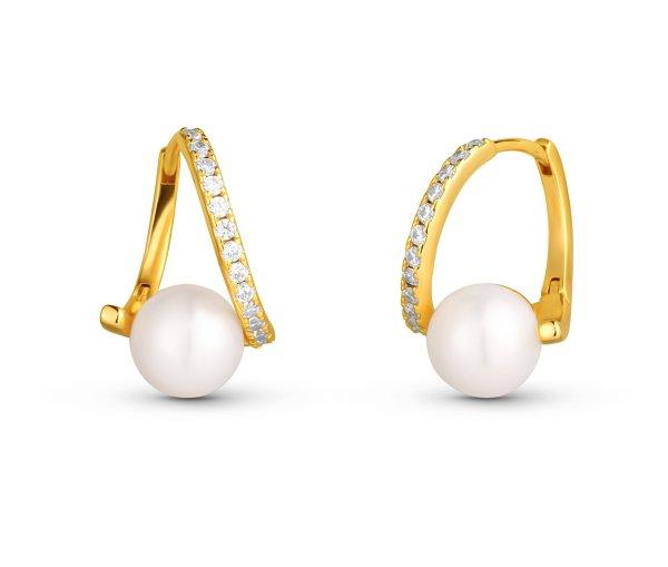 JwL Luxury Pearls Bájos aranyozott valódi gyöngy és
cirkónium fülbevaló JL0850