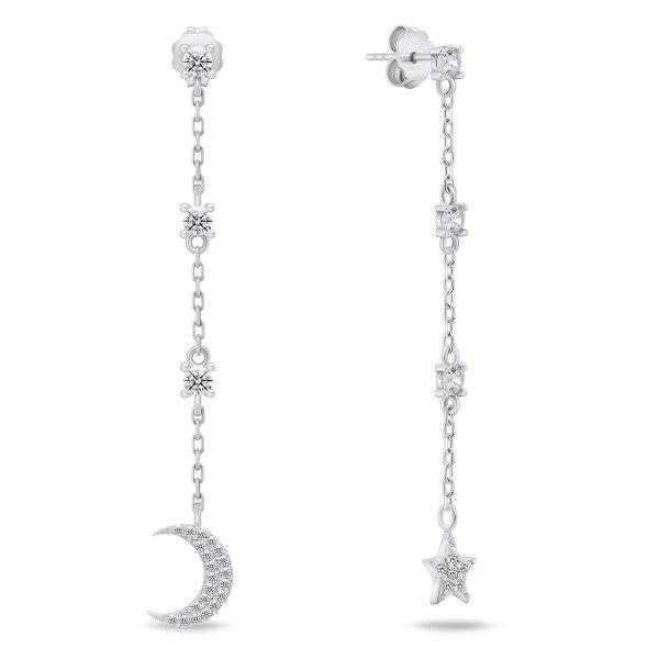 Brilio Silver Hosszú ezüst fülbevaló Hold és Csillag
cirkónium kövekkel EA832W