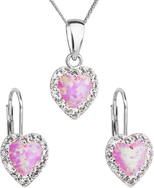 Evolution Group Szív alakú ékszerszett Preciosa
kristályokkal 39161.1 & light rose s.opal (fülbevaló,
nyaklánc, medál)