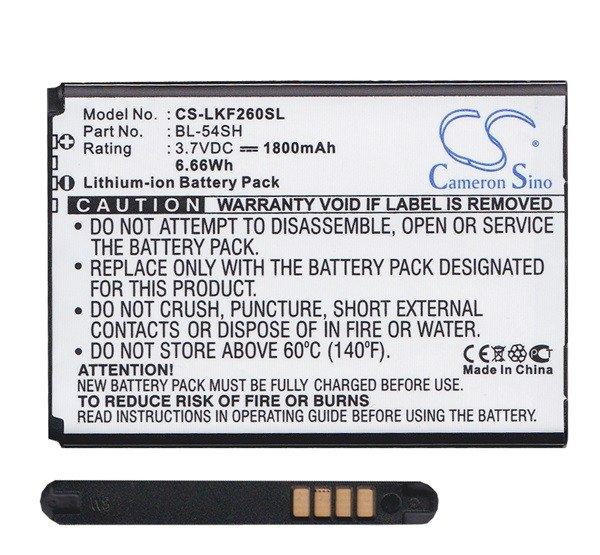 CAMERON SINO Li-Ion akku (3.7V/1800mAh, LG BL-54SG kompatibilis) FEKETE LG AKA
(H788), LG Magna (C90), LG L90 (D405N), LG L80 (D380), LG L80+ L Bello (D331) ,
LG L80+ L Bello Dual (D335), LG L90 dual (D410n), LG G3 S (D722), LG G4c (H525n)